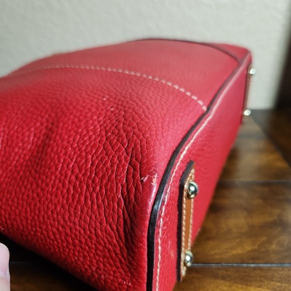 Dooney & Bourke Lexington Red Pebble Leather Tote Bag - Picture 8 of 16